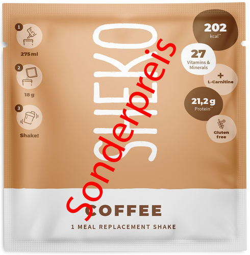 SHEKO Diät Shake - Einzelportionsbeutel Kaffee - Sonderpreis MHD 09/2022