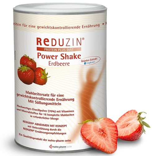 REDUZIN Diät POWER Shake mit *L-Carnitin & Erdbeer-Stückchen* - MHD 03/2024